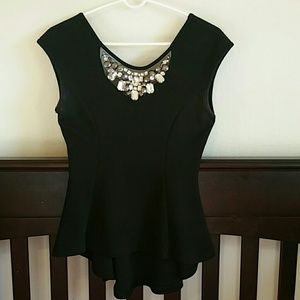 Beautiful blouse wth rhinestones on collar