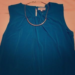 Blue Calvin Klein Sleeveless Suit Shell Top