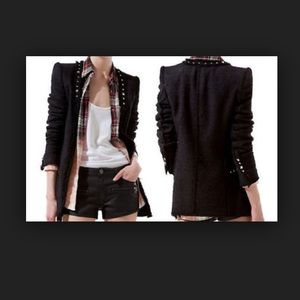 Zara Fantasy Studded Boucle Tweed Jacket/Blazer