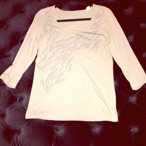 3/4 sleeve studded zebra design shirt