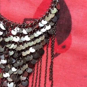 Chan Luu Tapered Disc Bib Necklace with Fringe