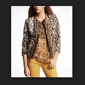 Express Faux Fur Leopard Coat