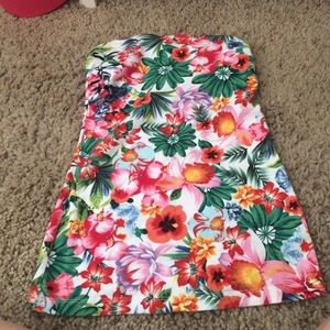 Strapless floral top