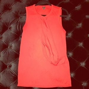 Red draped sleeveless blouse