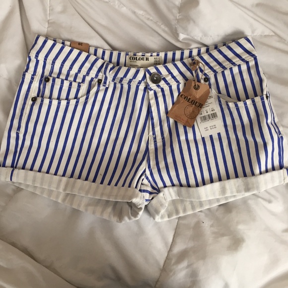 Blue and white striped NEVER WORN NWT jean shorts