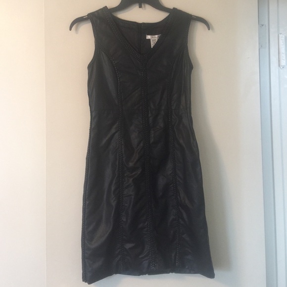 Black faux leather dress
