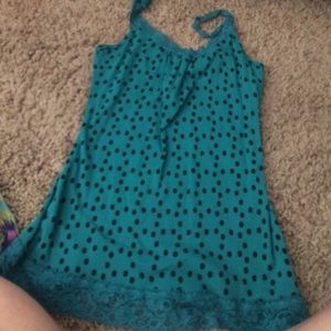 Lace trip polka dot tank top