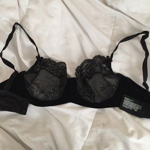 Never worn black bralette with velvet detail