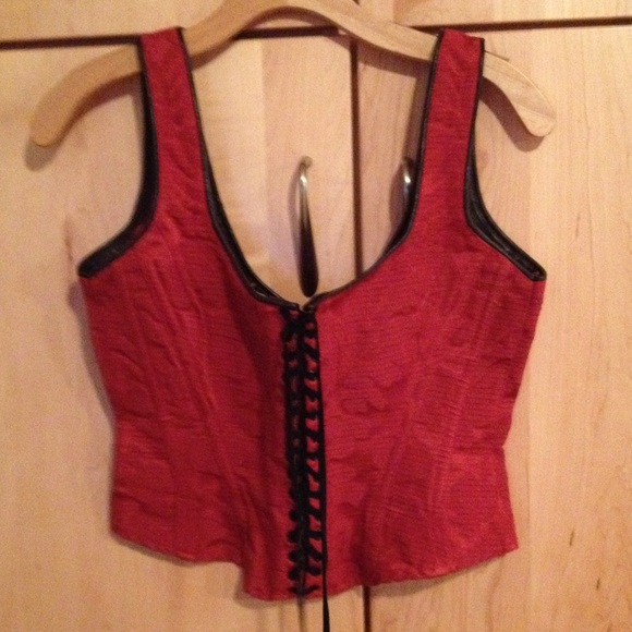 Red brocade bustier