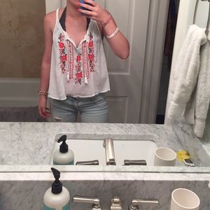White shirt with fun flowers