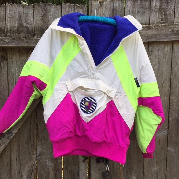 Vintage 80s/90s jacket pullover hipster neon