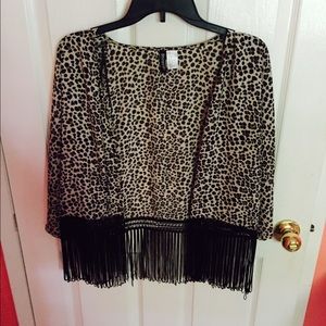 Leopard top with fringe.