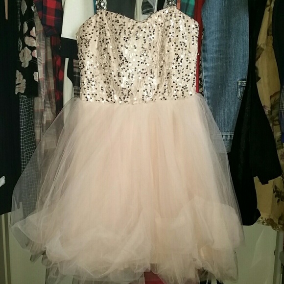Trixxi Dresses & Skirts - Light Pink Dress with Added Sequin Straps.
