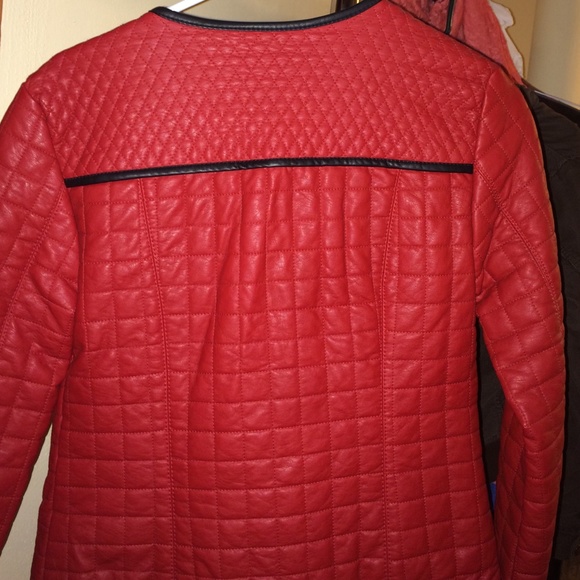 Red pleather jacket. - Picture 2 of 2