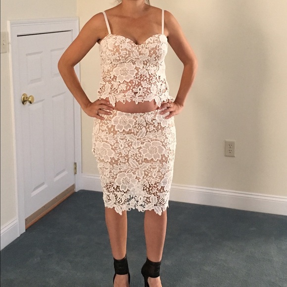Brand New White Lace Skirt & Top
