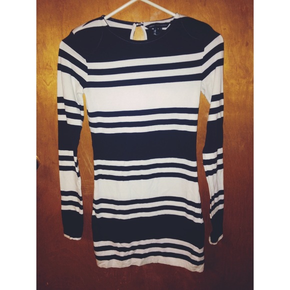 Navy and white striped bodycon dress