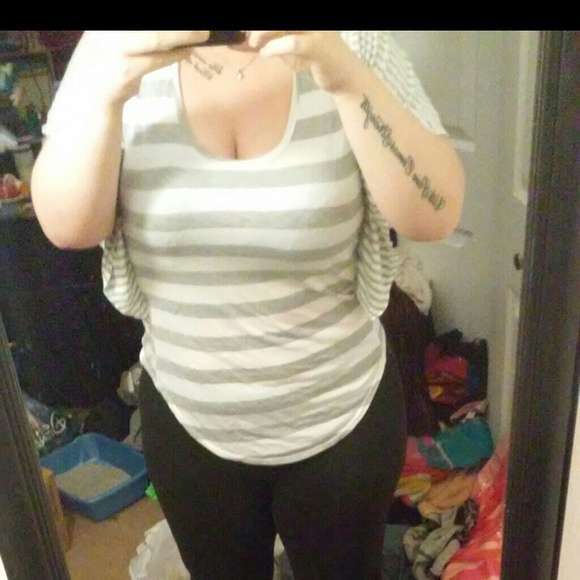 Grey and white striped shirt