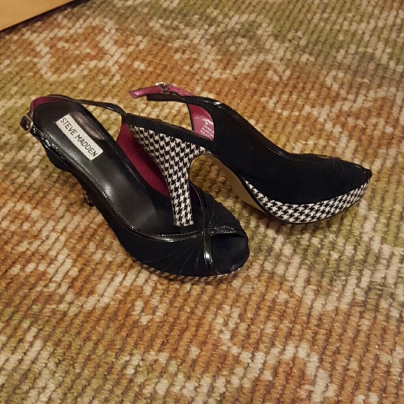 Steve Madden suede hounds tooth heels - Picture 1 of 4