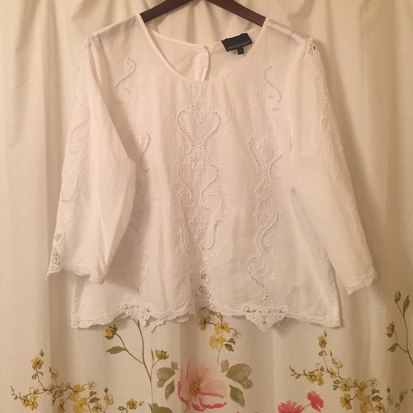 White Eyelet Detail Cynthia Rowley Top