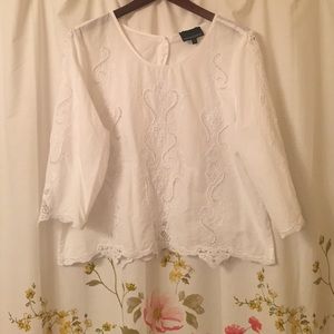 White Eyelet Detail Cynthia Rowley Top