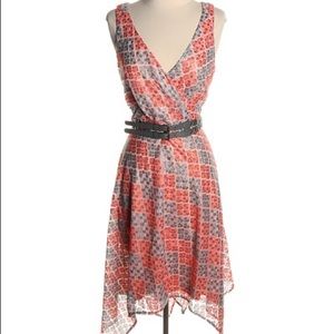 Orange and grey cocktail dress