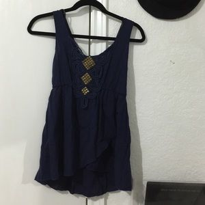 Navy stud embellished blouse Sz S