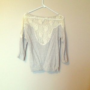 Lace and grey top in M Eyeshadow