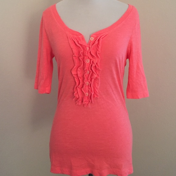 Neon orange Ruffled henley