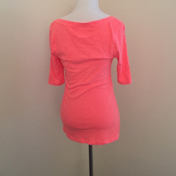 Neon orange Ruffled henley - Picture 2 of 2