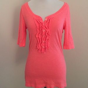 Neon orange Ruffled henley