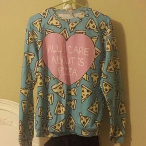 "All I care about is pizza" long sleeve shirt