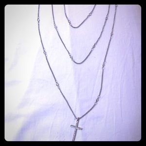 Long Layered cross  necklace