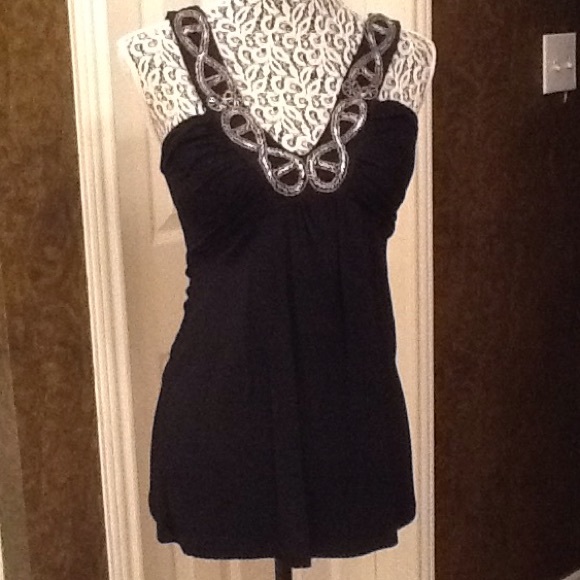 Beaded black top