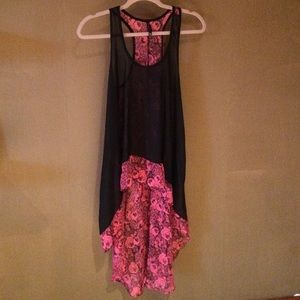 Cute high low tank top floral sheer