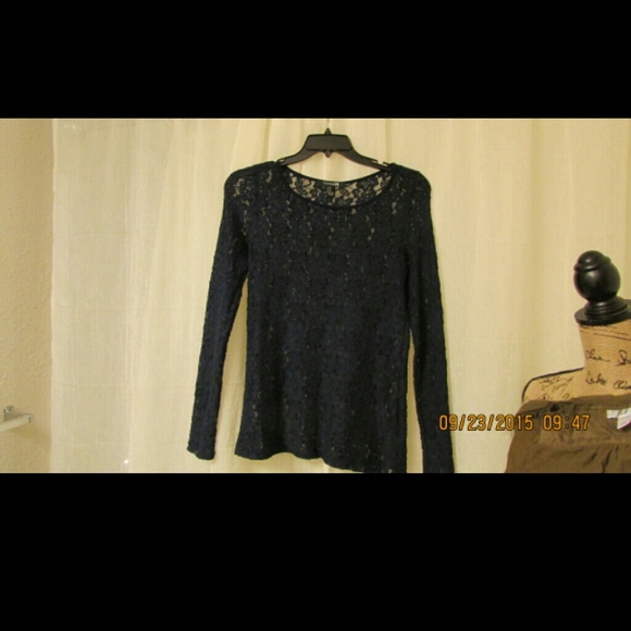 Navy lace knit top