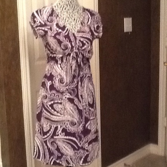 Purple and white paisley dress