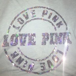 Sequined blue victoria secret pink shirt
