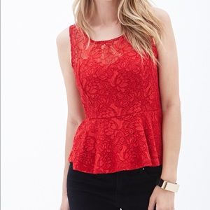 Forever21 | Red, Sleeveless Peplum Top