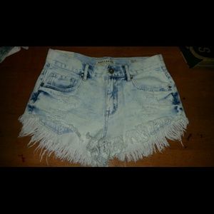 Acid wash high waisted shorts