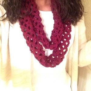 Crocheted infinity scarf