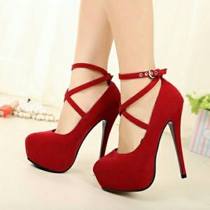 New Red strappy stilleto pumps