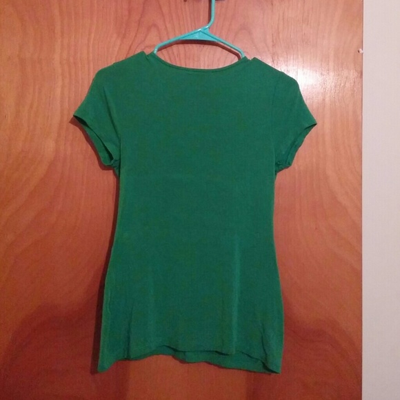 Short sleeved green wrap look top - Picture 2 of 3
