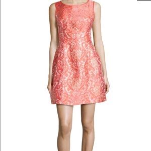 Aidan Mattox Shimmer-Jacquard Fit-And-Flare Dress