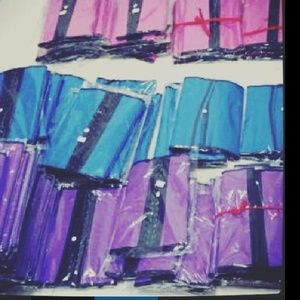 Pink, purple and blue latex waist trainers