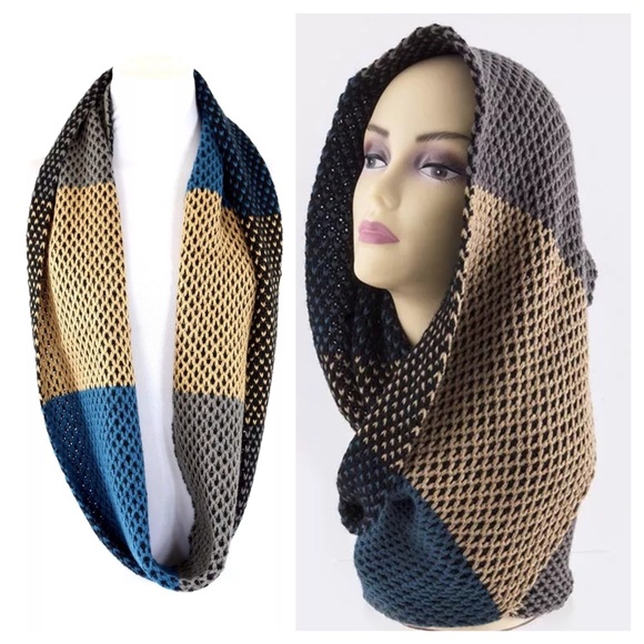 Blue Textured Infinity Scarf - Picture 3 of 4