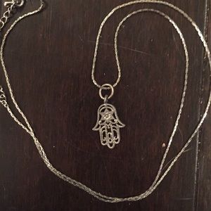 Silver Hamsa Hand Necklace