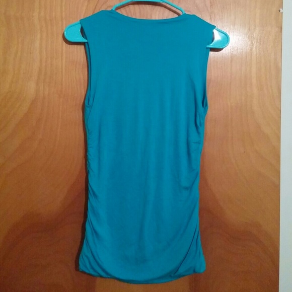 Teal fitted wrap-look top - Picture 2 of 4