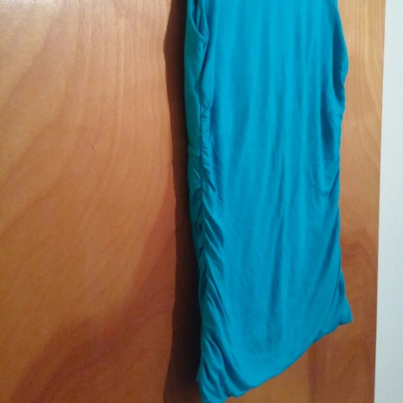 Teal fitted wrap-look top - Picture 3 of 4