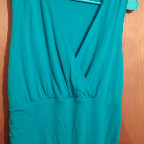 Teal fitted wrap-look top - Picture 4 of 4