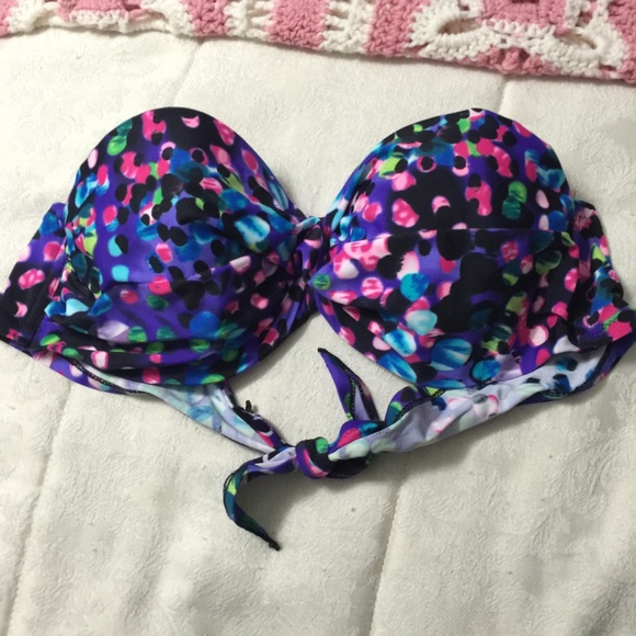 Purple "Animal Print" Strapless Bathing Suit Top